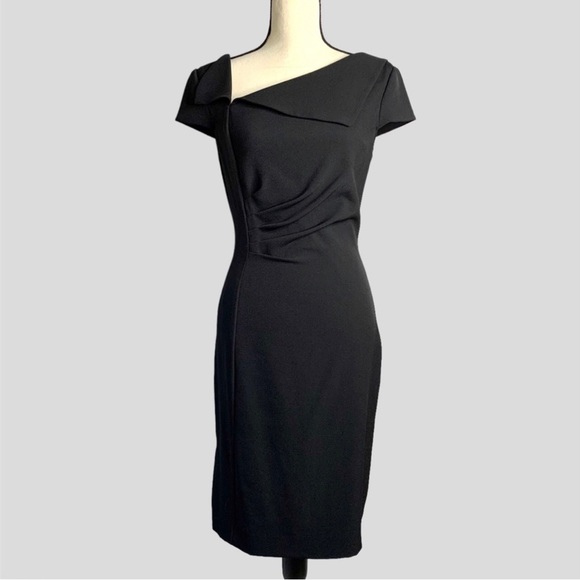 EUC Tahari ASL Black Cap Sleeve Sheath Dress - Picture 2 of 11